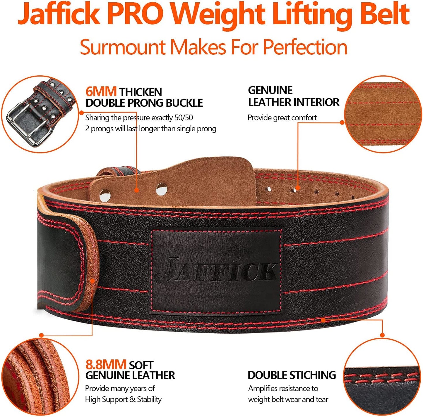 Weight Lifting Belt for 7MM Leather Pro Power Gym Belt Heavy Duty 4 Inch Wide Strong Stabilizing Back Support for Men Women Deadlifts Squats Powerlifting Strength Training Athletes